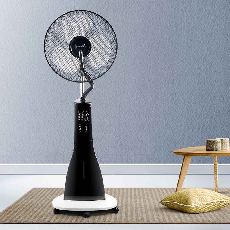 Devanti Portable Misting Fan with Remote Control - White - Appliances > Fans - Rivercity House & Home Co. (ABN 18 642 972 209) - Affordable Modern Furniture Australia