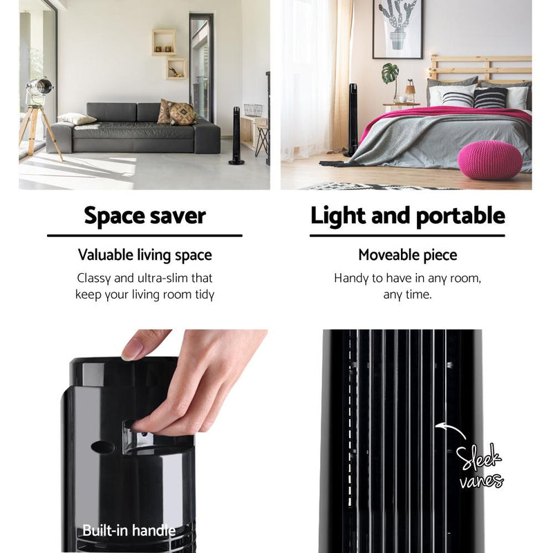 Devanti Portable Tower Fan - Black - Appliances > Fans - Rivercity House & Home Co. (ABN 18 642 972 209) - Affordable Modern Furniture Australia