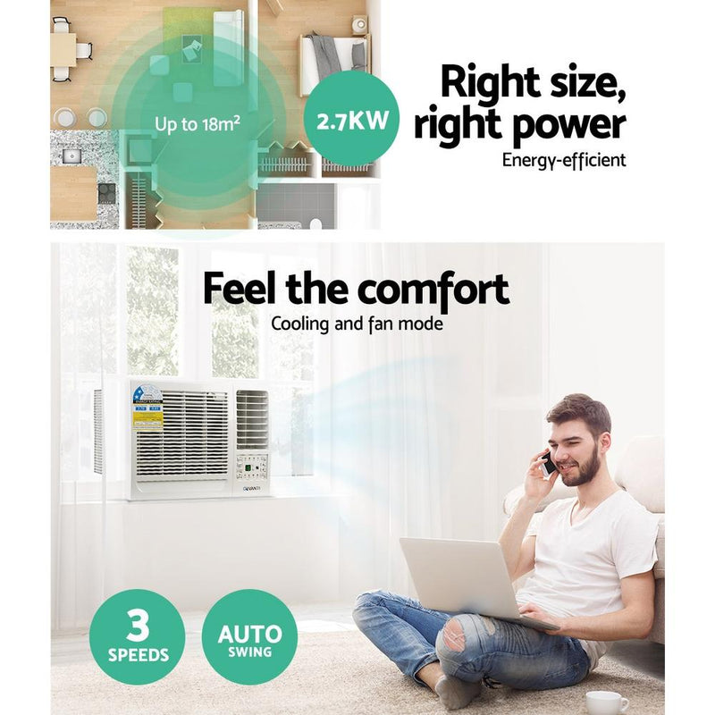 Devanti Window Air Conditioner Portable 2.7kW Wall Cooler Fan Cooling Only - Rivercity House & Home Co. (ABN 18 642 972 209) - Affordable Modern Furniture Australia