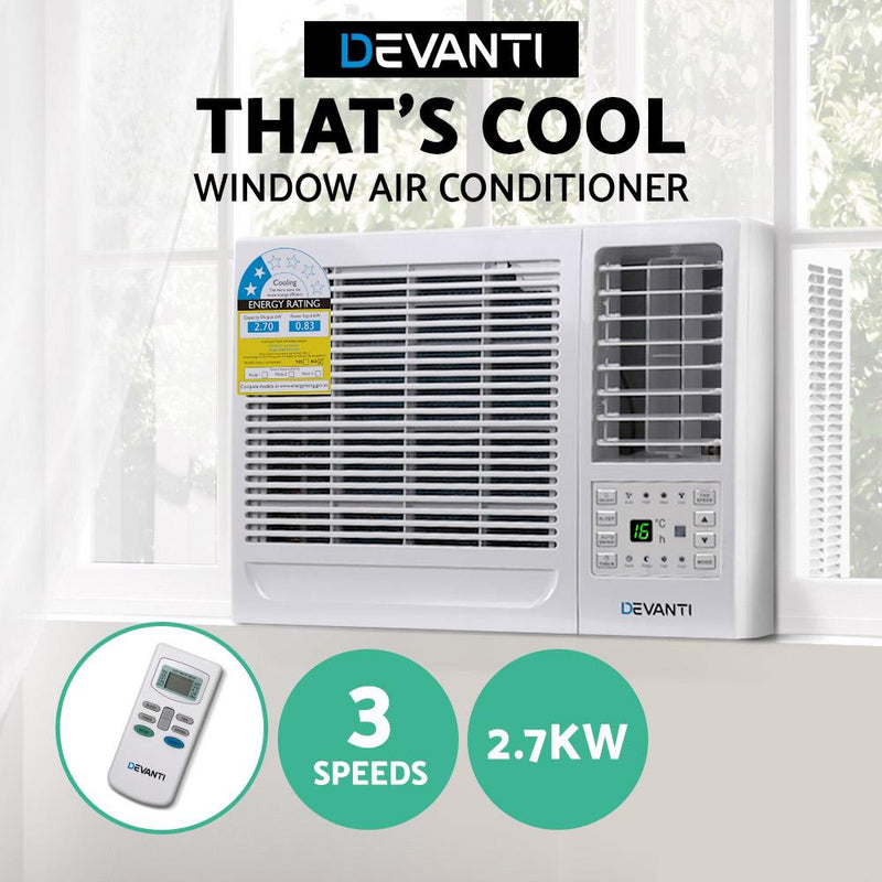 Devanti Window Air Conditioner Portable 2.7kW Wall Cooler Fan Cooling Only - Rivercity House & Home Co. (ABN 18 642 972 209) - Affordable Modern Furniture Australia