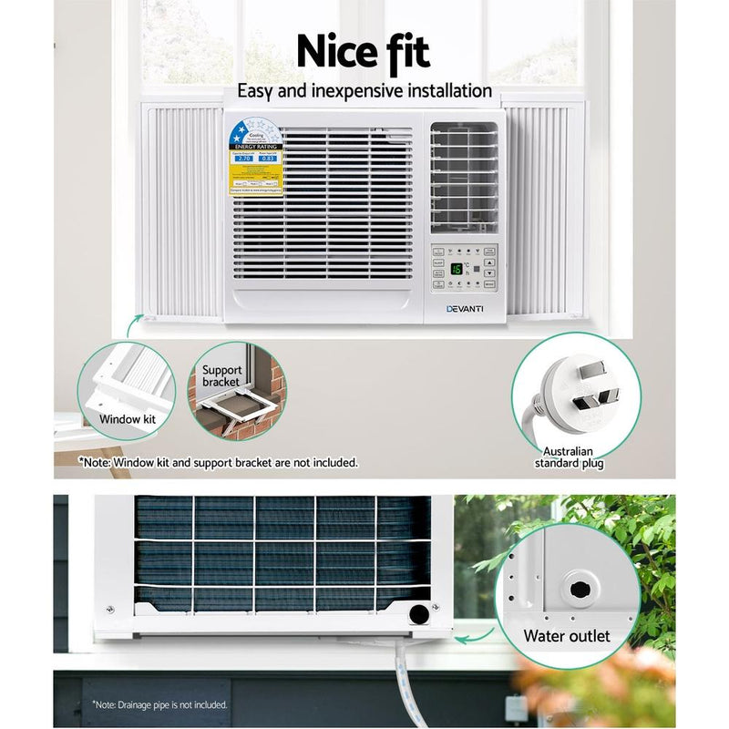 Devanti Window Air Conditioner Portable 2.7kW Wall Cooler Fan Cooling Only - Rivercity House & Home Co. (ABN 18 642 972 209) - Affordable Modern Furniture Australia