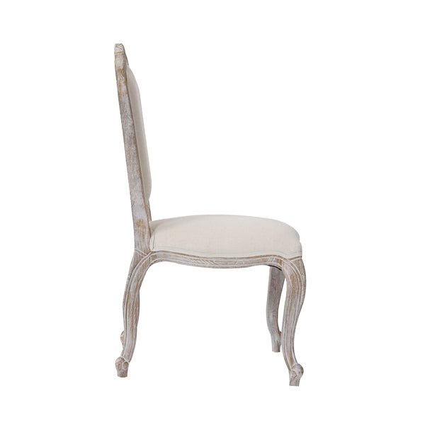 Dining Chair Linen Fabric Beige Oak Wood White Washed Finish - Furniture > Dining - Rivercity House & Home Co. (ABN 18 642 972 209) - Affordable Modern Furniture Australia