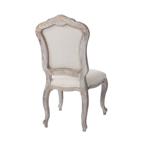 Dining Chair Linen Fabric Beige Oak Wood White Washed Finish - Furniture > Dining - Rivercity House & Home Co. (ABN 18 642 972 209) - Affordable Modern Furniture Australia