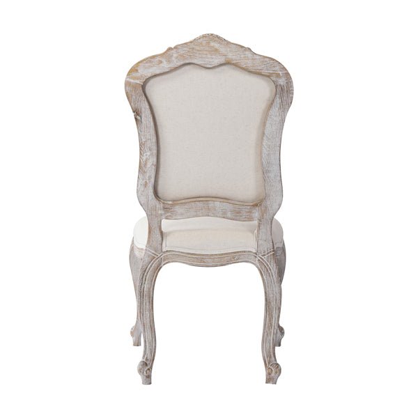 Dining Chair Linen Fabric Beige Oak Wood White Washed Finish - Furniture > Dining - Rivercity House & Home Co. (ABN 18 642 972 209) - Affordable Modern Furniture Australia