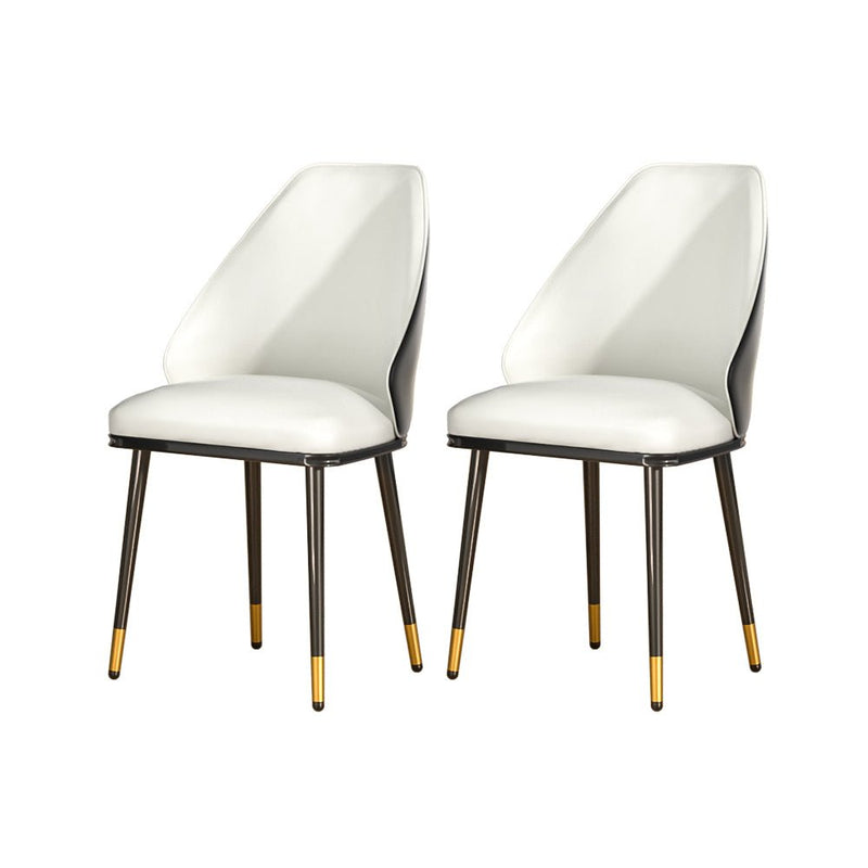 Set of 2 Contoured Backrest Dining Chairs - Beige and Black - Furniture > Dining - Rivercity House & Home Co. (ABN 18 642 972 209) - Affordable Modern Furniture Australia