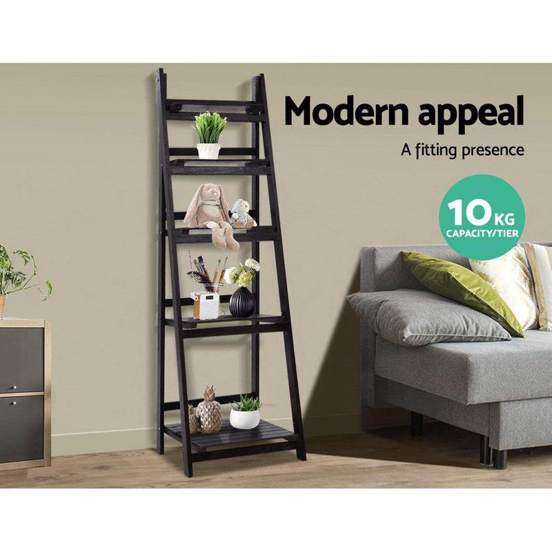 Display Shelf 5 Tier Wooden Ladder Stand Storage Book Shelves Rack Coffee - Rivercity House & Home Co. (ABN 18 642 972 209) - Affordable Modern Furniture Australia
