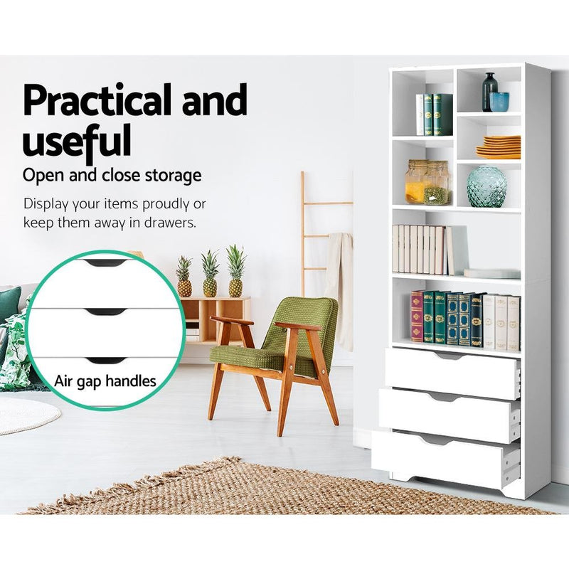 Display Shelf with Drawers (White) - Rivercity House & Home Co. (ABN 18 642 972 209) - Affordable Modern Furniture Australia