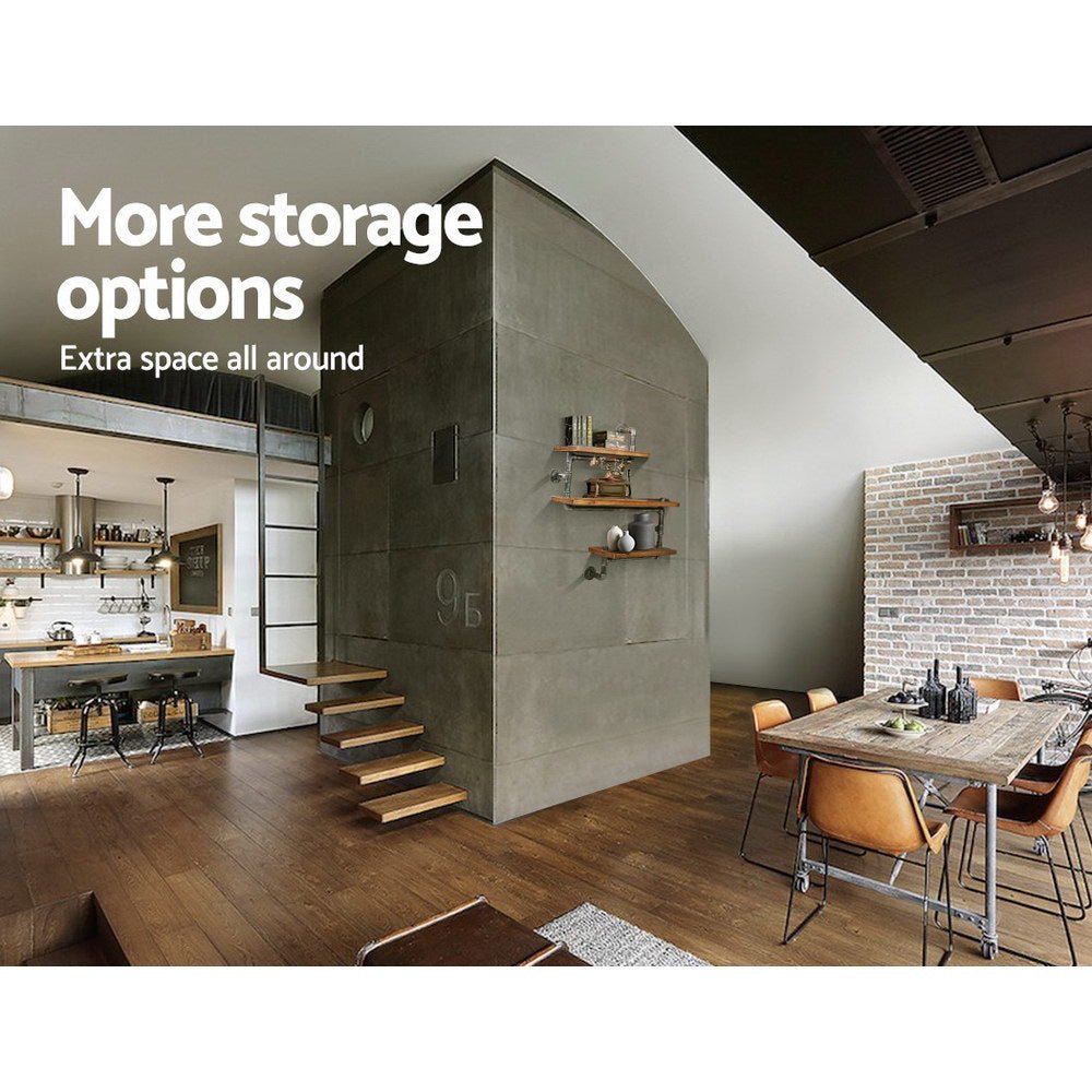 Display Shelves Rustic Bookshelf Industrial DIY Pipe Shelf Wall Brackets - Rivercity House & Home Co. (ABN 18 642 972 209) - Affordable Modern Furniture Australia