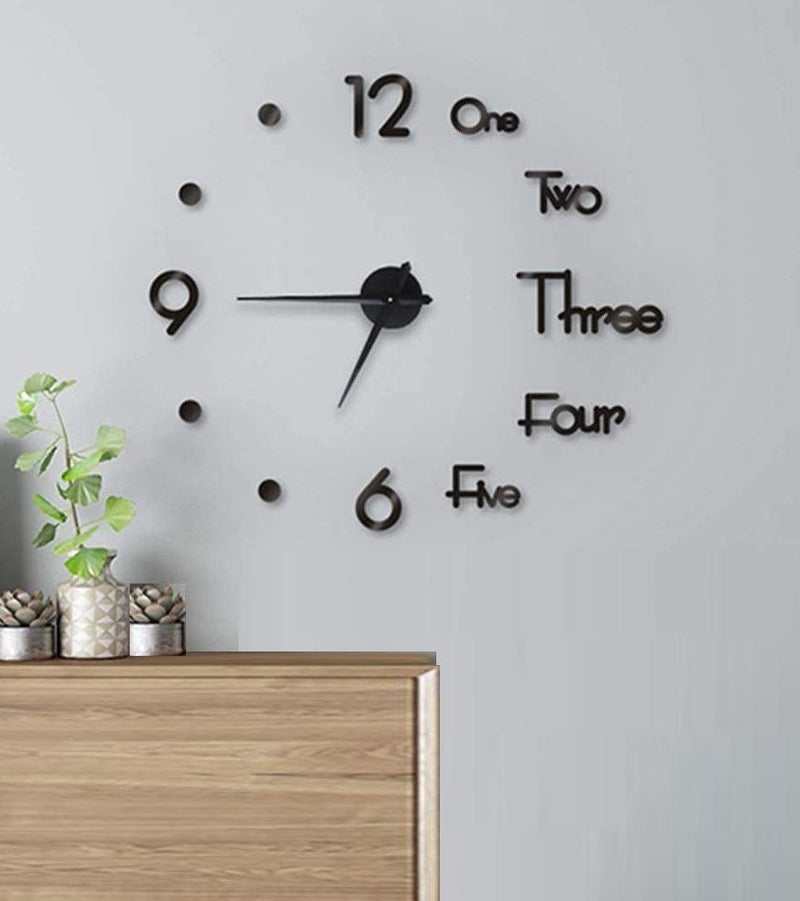 DIY Wall Clock Modern Frameless Large 3D Wall Watch Giant Roman Numerals for Home Living Room and Bedroom (Small) - Home & Garden > Decor - Rivercity House & Home Co. (ABN 18 642 972 209) - Affordable Modern Furniture Australia
