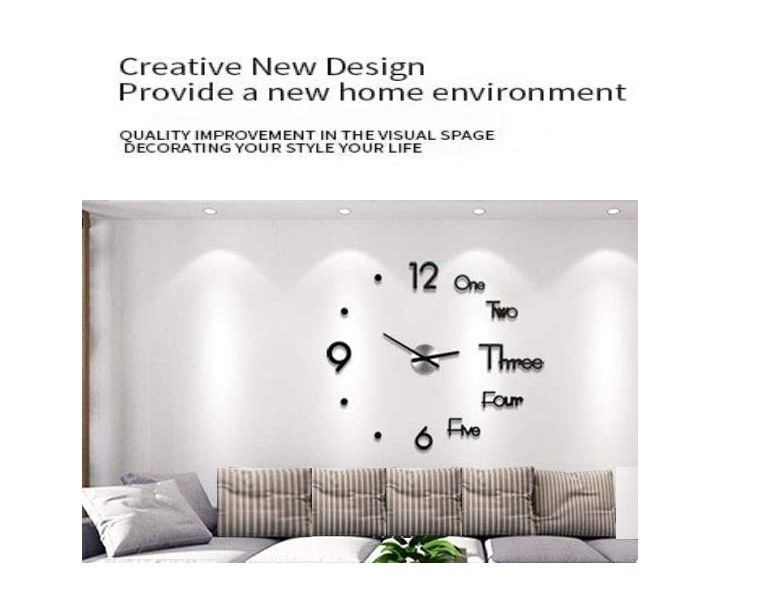 DIY Wall Clock Modern Frameless Large 3D Wall Watch Giant Roman Numerals for Home Living Room and Bedroom (Small) - Home & Garden > Decor - Rivercity House & Home Co. (ABN 18 642 972 209) - Affordable Modern Furniture Australia