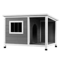 Wooden Dog Kennel House Grey & White