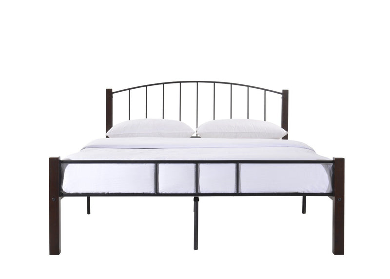 Double Bed frame w/ solidwood post in Black + Wenge - Furniture > Bedroom - Rivercity House & Home Co. (ABN 18 642 972 209) - Affordable Modern Furniture Australia