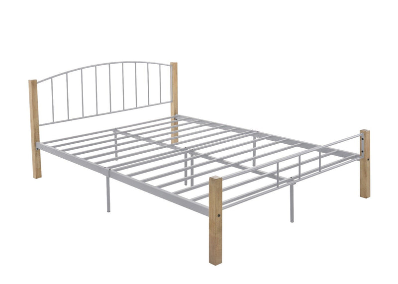 Double Bed frame w/ solidwood post in Natural + Silver - Furniture > Bedroom - Rivercity House & Home Co. (ABN 18 642 972 209) - Affordable Modern Furniture Australia