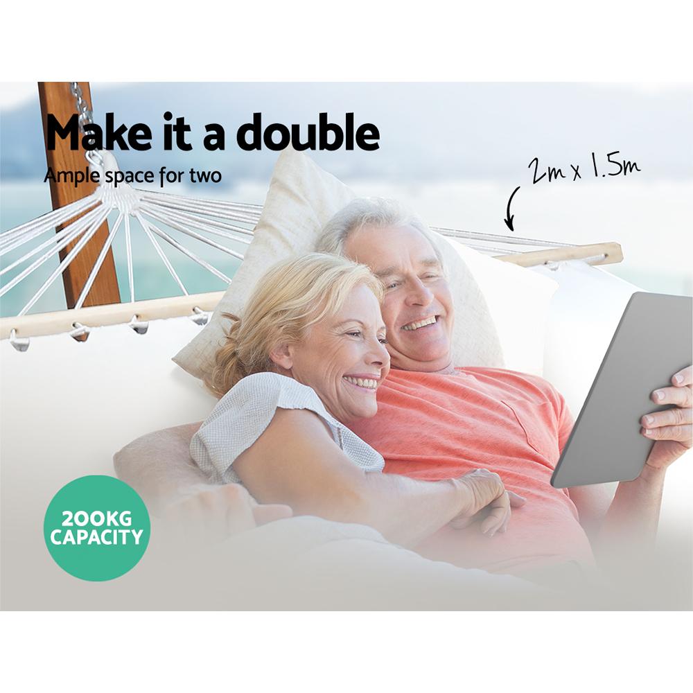 Double Hammock with Wooden Stand - Rivercity House & Home Co. (ABN 18 642 972 209) - Affordable Modern Furniture Australia