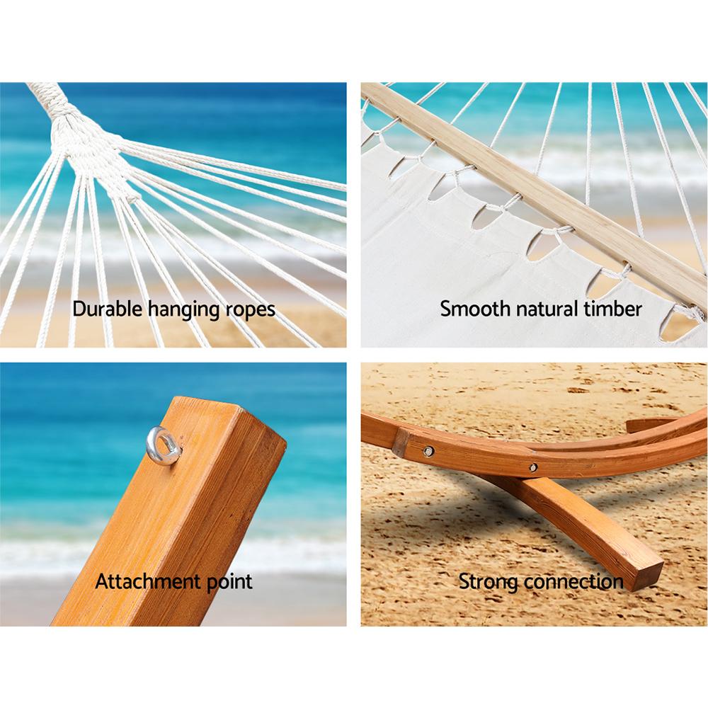 Double Hammock with Wooden Stand - Rivercity House & Home Co. (ABN 18 642 972 209) - Affordable Modern Furniture Australia