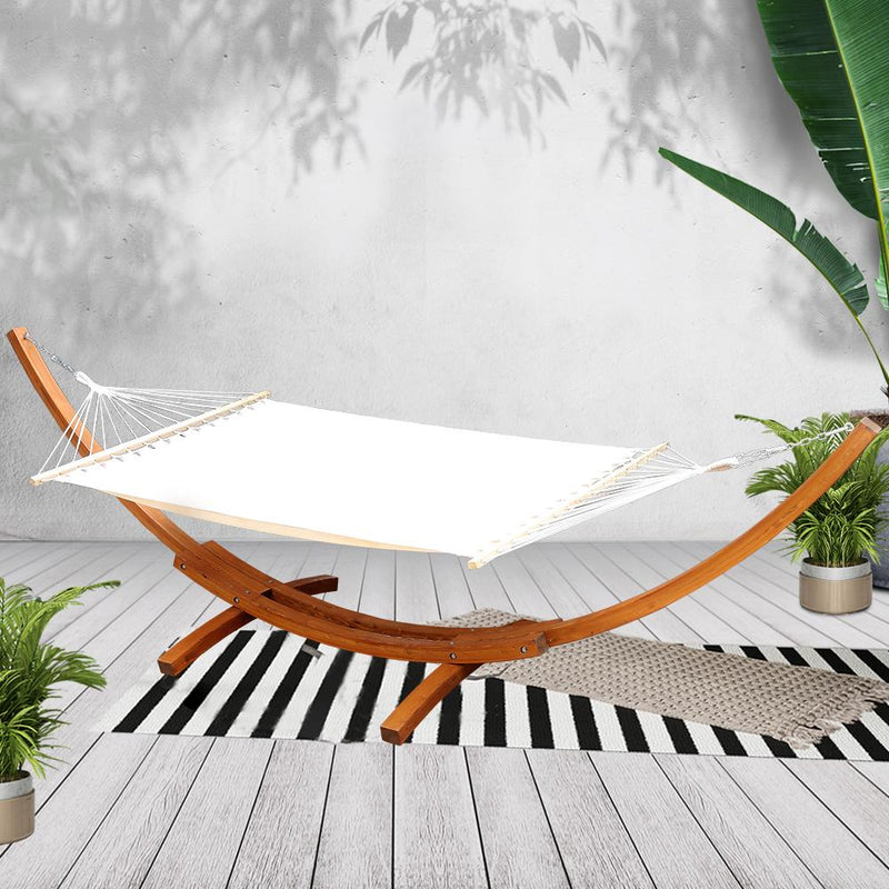 Double Hammock with Wooden Stand - Rivercity House & Home Co. (ABN 18 642 972 209) - Affordable Modern Furniture Australia