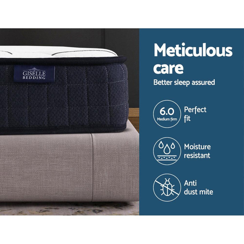 Double Package | Agnes Bed Charcoal & Glay Bonnell Spring Mattress (Medium Firm) - Furniture > Bedroom - Rivercity House & Home Co. (ABN 18 642 972 209) - Affordable Modern Furniture Australia