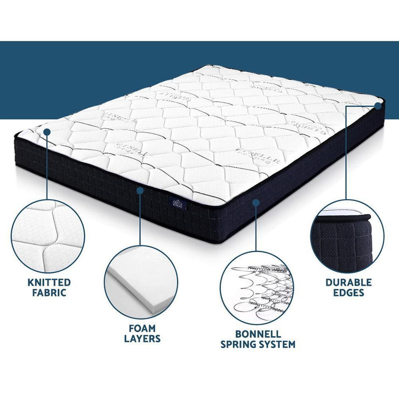 Double Package | Agnes Bed Charcoal & Glay Bonnell Spring Mattress (Medium Firm) - Furniture > Bedroom - Rivercity House & Home Co. (ABN 18 642 972 209) - Affordable Modern Furniture Australia