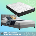 Double Package | Alma Bed Grey & Glay Bonnell Spring Mattress (Medium Firm)
