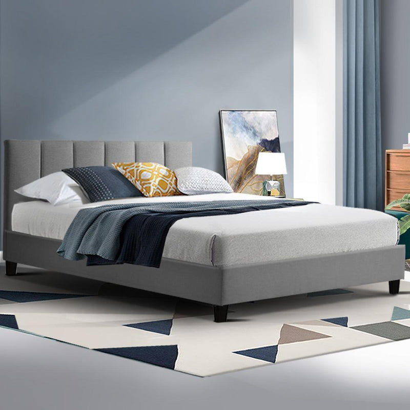 Double Package | Alma Bed Grey & Glay Bonnell Spring Mattress (Medium Firm) - Furniture > Bedroom - Rivercity House & Home Co. (ABN 18 642 972 209) - Affordable Modern Furniture Australia