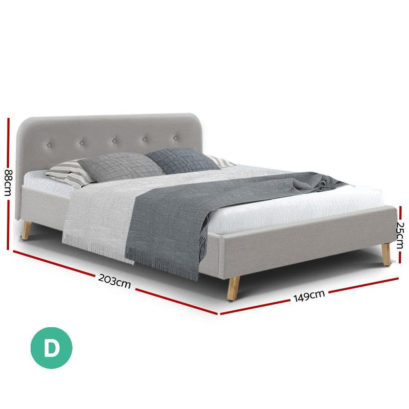 Double Package | Tarcoola Bed Beige & Glay Bonnell Spring Mattress (Medium Firm) - Furniture > Bedroom - Rivercity House & Home Co. (ABN 18 642 972 209) - Affordable Modern Furniture Australia