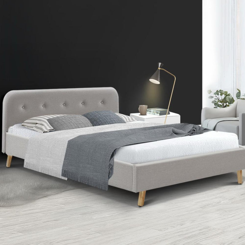 Double Package | Tarcoola Bed Beige & Glay Bonnell Spring Mattress (Medium Firm) - Furniture > Bedroom - Rivercity House & Home Co. (ABN 18 642 972 209) - Affordable Modern Furniture Australia