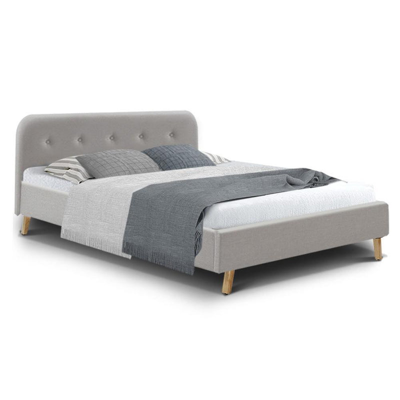 Double Package | Tarcoola Bed Beige & Glay Bonnell Spring Mattress (Medium Firm) - Furniture > Bedroom - Rivercity House & Home Co. (ABN 18 642 972 209) - Affordable Modern Furniture Australia