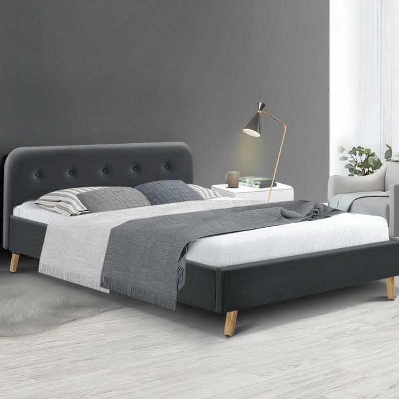 Double Package | Tarcoola Bed Charcoal & Glay Bonnell Spring Mattress (Medium Firm) - Furniture > Bedroom - Rivercity House & Home Co. (ABN 18 642 972 209) - Affordable Modern Furniture Australia