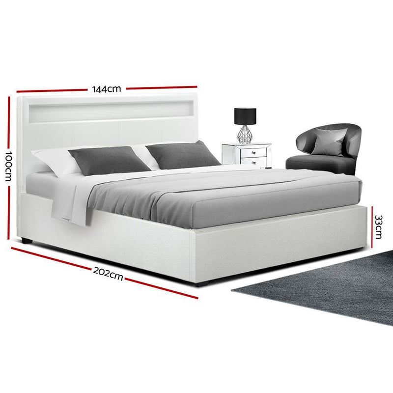 Double Package | Wanda LED Bed White & Normay Series Pillow Top Mattress (Medium Firm) - Furniture > Bedroom - Rivercity House And Home Co.