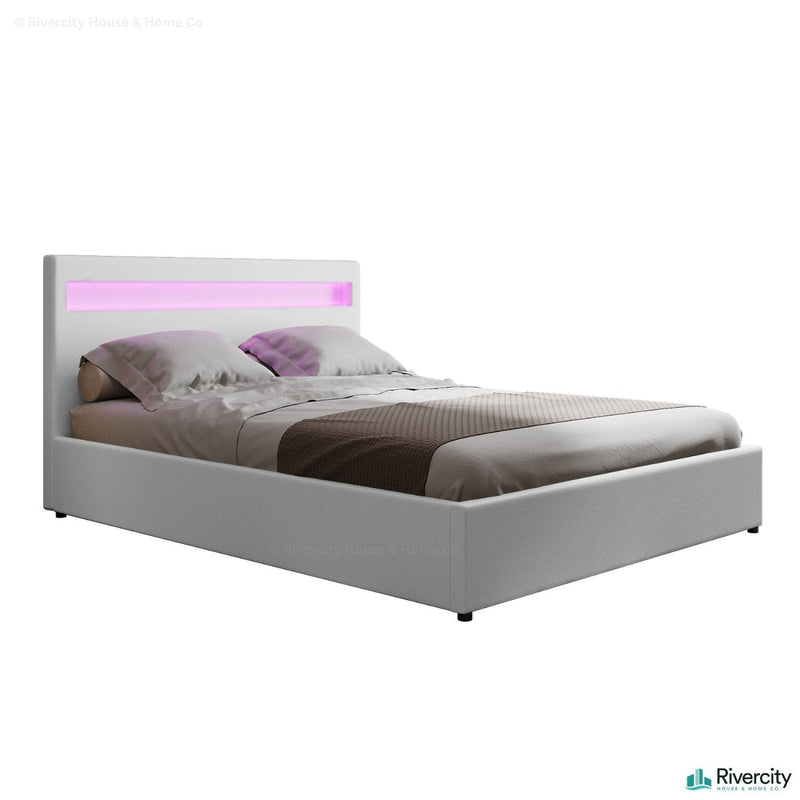 Double Package | Wanda LED Bed White & Normay Series Pillow Top Mattress (Medium Firm) - Furniture > Bedroom - Rivercity House & Home Co. (ABN 18 642 972 209)