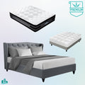 Double Premium Package | Altona Bed Grey, Luna Series Euro Top Mattress (Medium Firm) & Bamboo Mattress Topper!