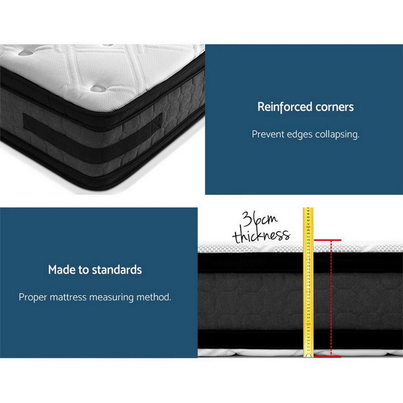 Double Premium Package | Henley LED Bed Black, Luna Series Euro Top Mattress (Medium Firm) & Bamboo Mattress Topper! - Rivercity House & Home Co. (ABN 18 642 972 209)