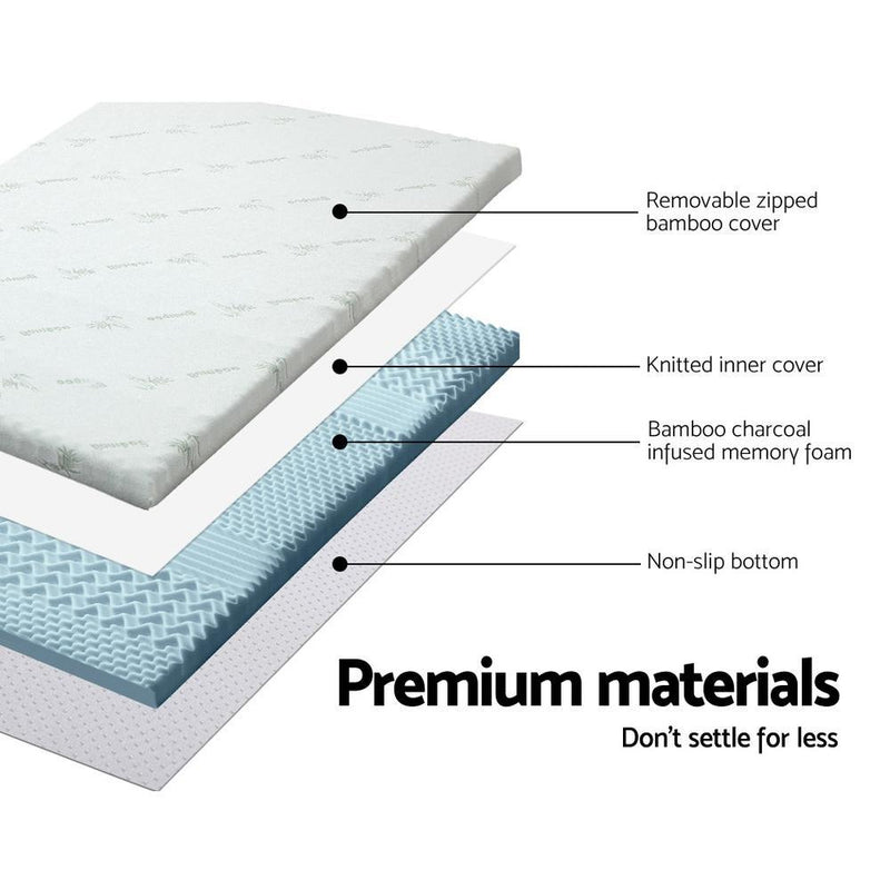 Double Size | Cool Gel 7-zone Memory Foam Mattress Topper w/Bamboo Cover 5cm - Rivercity House & Home Co. (ABN 18 642 972 209) - Affordable Modern Furniture Australia