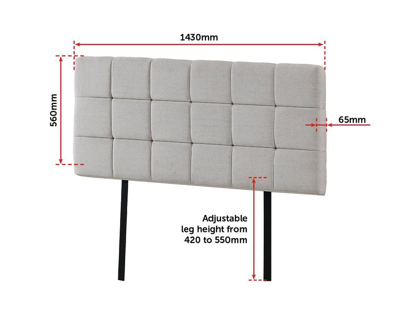Double Size | Deluxe Fabric Headboard Bedhead (Beige) - Rivercity House & Home Co. (ABN 18 642 972 209) - Affordable Modern Furniture Australia