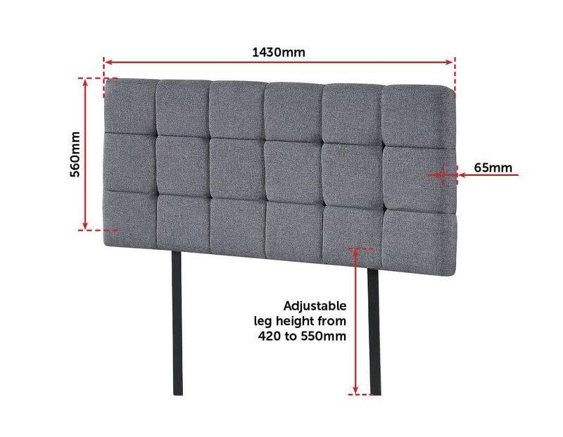 Double Size | Deluxe Fabric Headboard Bedhead (Grey) - Rivercity House & Home Co. (ABN 18 642 972 209) - Affordable Modern Furniture Australia