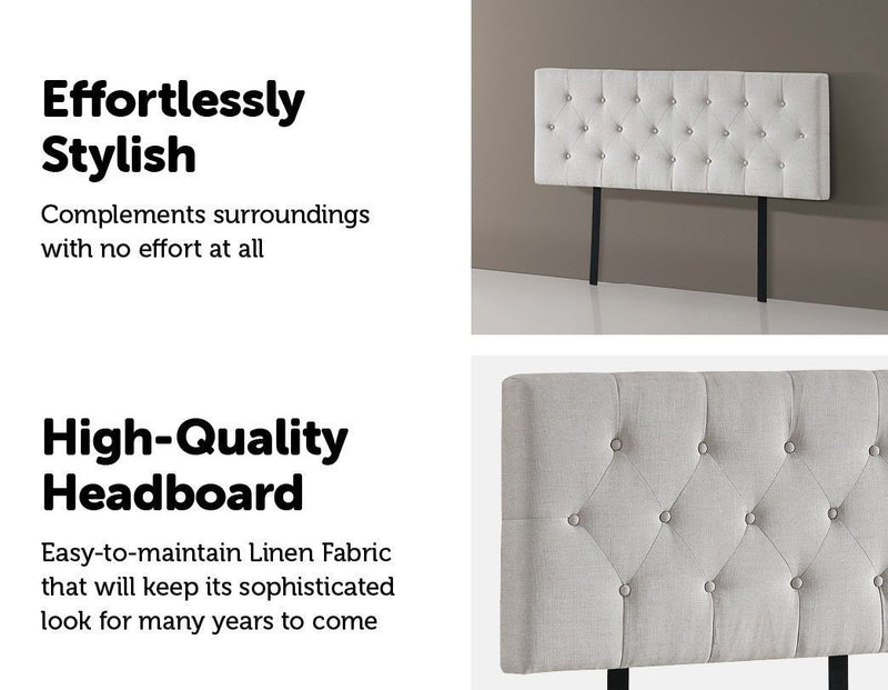 Double Size | Deluxe Headboard Bedhead (Beige) - Rivercity House & Home Co. (ABN 18 642 972 209) - Affordable Modern Furniture Australia