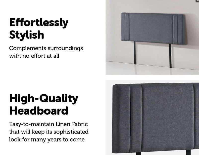 Double Size | Linen Headboard (Grey) - Rivercity House & Home Co. (ABN 18 642 972 209) - Affordable Modern Furniture Australia