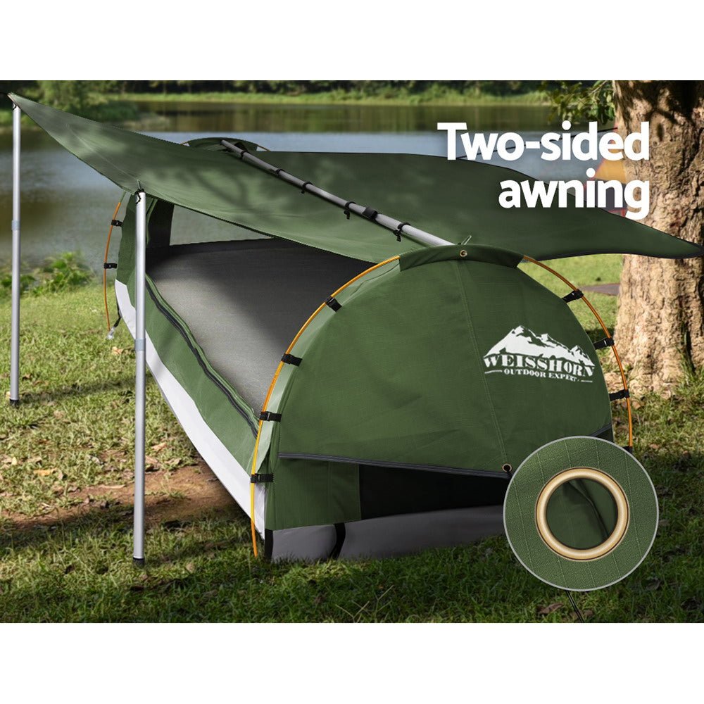 Double Swag Camping Swags Canvas Free Standing Dome Tent Celadon - Outdoor > Camping - Rivercity House & Home Co. (ABN 18 642 972 209) - Affordable Modern Furniture Australia