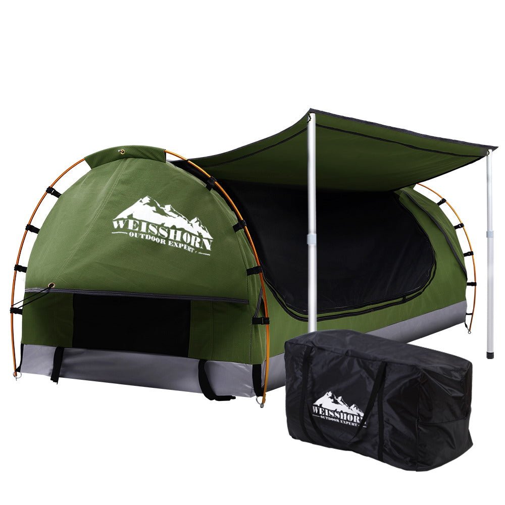Double Swag Camping Swags Canvas Free Standing Dome Tent Celadon - Outdoor > Camping - Rivercity House & Home Co. (ABN 18 642 972 209) - Affordable Modern Furniture Australia