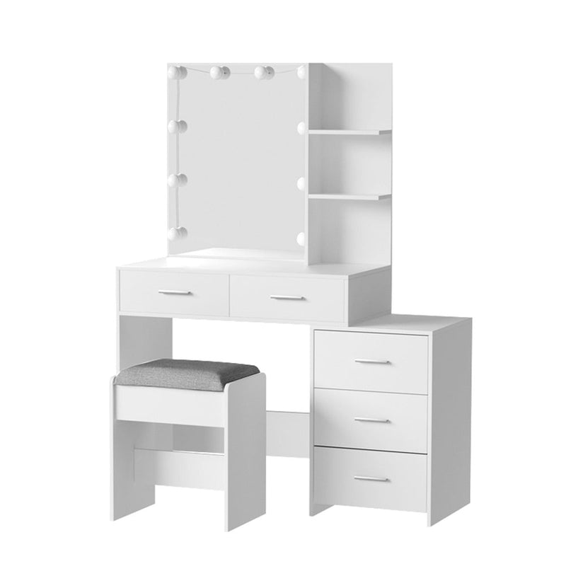Dale LED Dressing Table Makeup Mirror and Stool Set White - Furniture > Bedroom - Rivercity House & Home Co. (ABN 18 642 972 209) - Affordable Modern Furniture Australia