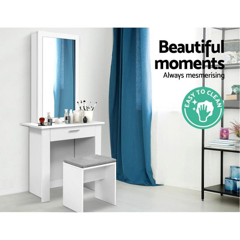 Dressing Table Mirror Stool Mirror Jewellery Cabinet Makeup Storage - Rivercity House & Home Co. (ABN 18 642 972 209) - Affordable Modern Furniture Australia