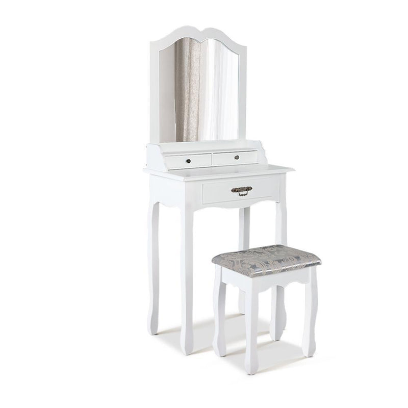 Dressing Table Stool Mirror Drawer Makeup Jewellery Cabinet White Desk - Rivercity House & Home Co. (ABN 18 642 972 209) - Affordable Modern Furniture Australia