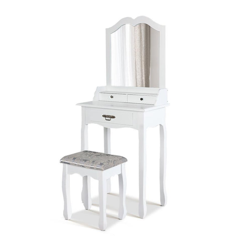 Dressing Table Stool Mirror Drawer Makeup Jewellery Cabinet White Desk - Rivercity House & Home Co. (ABN 18 642 972 209) - Affordable Modern Furniture Australia