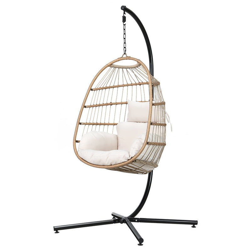 Egg Swing Chair Hammock With Stand Outdoor Furniture Hanging Wicker Seat - Furniture > Outdoor - Rivercity House & Home Co. (ABN 18 642 972 209) - Affordable Modern Furniture Australia