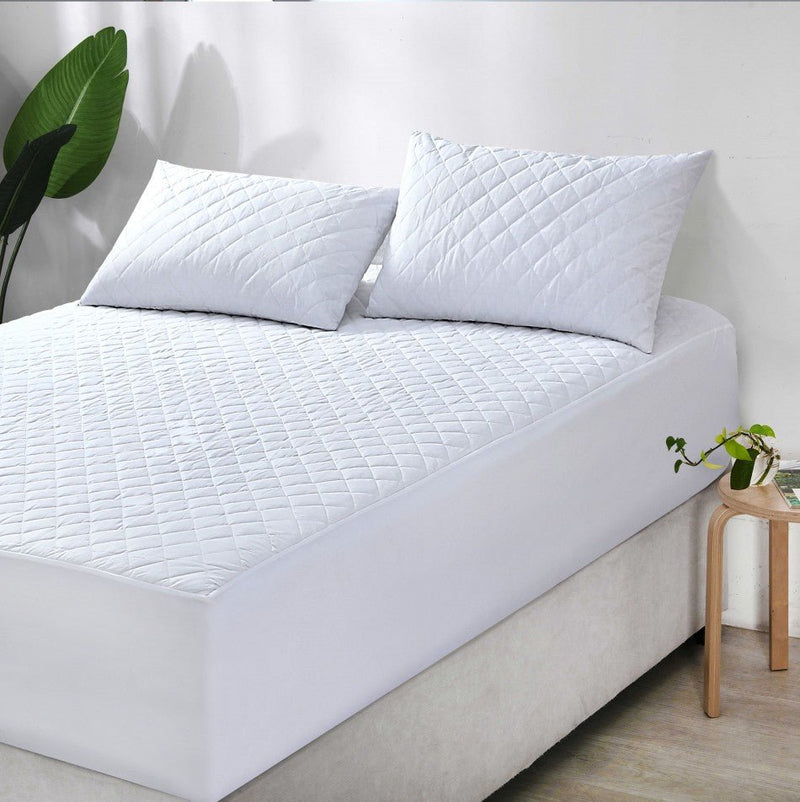 Elan Linen 100% Cotton Quilted Fully Fitted 50cm Deep Double Size Waterproof Mattress Protector - Rivercity House & Home Co. (ABN 18 642 972 209) - Affordable Modern Furniture Australia