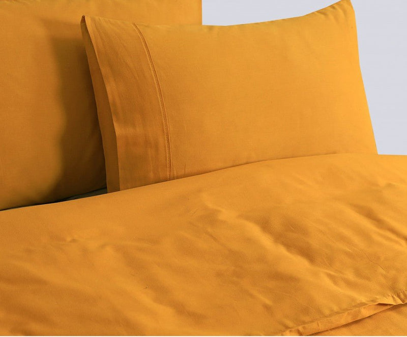 Elan Linen 100% Egyptian Cotton Vintage Washed 500TC Mustard Double Quilt Cover Set - Rivercity House & Home Co. (ABN 18 642 972 209) - Affordable Modern Furniture Australia