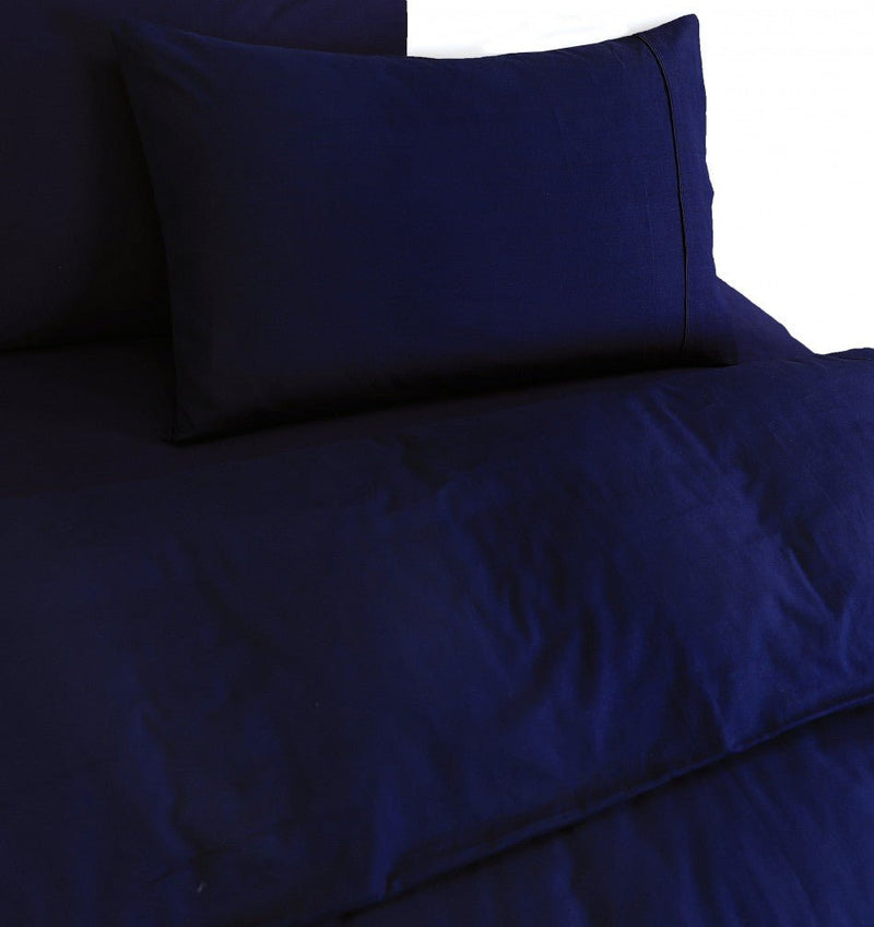 Elan Linen 100% Egyptian Cotton Vintage Washed 500TC Navy Blue Single Quilt Cover Set - Rivercity House & Home Co. (ABN 18 642 972 209) - Affordable Modern Furniture Australia