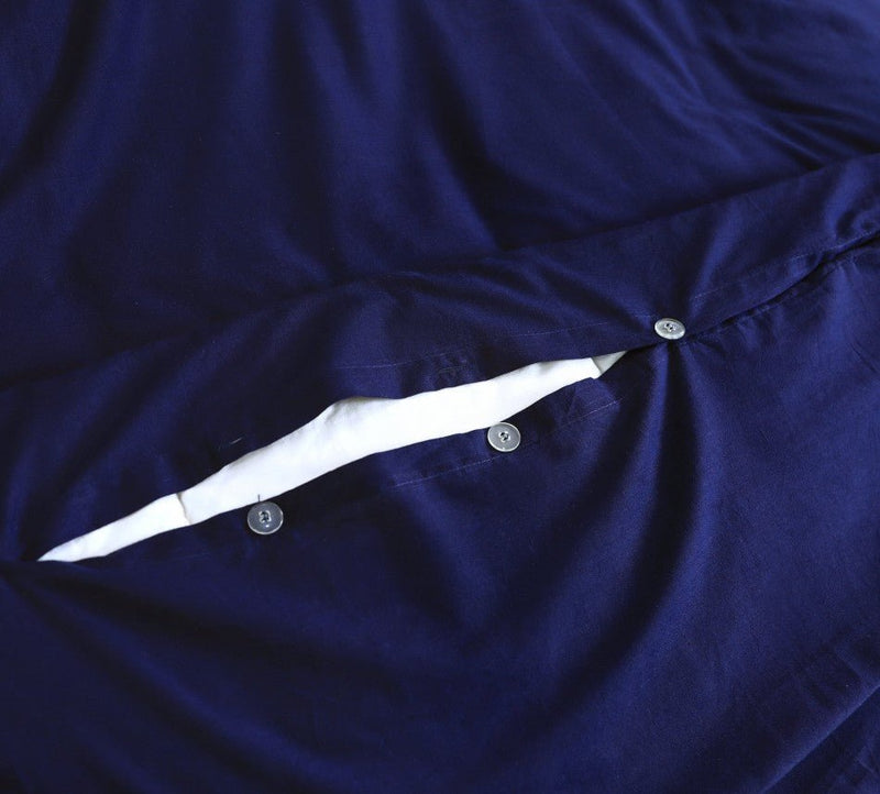 Elan Linen 100% Egyptian Cotton Vintage Washed 500TC Navy Blue Single Quilt Cover Set - Rivercity House & Home Co. (ABN 18 642 972 209) - Affordable Modern Furniture Australia