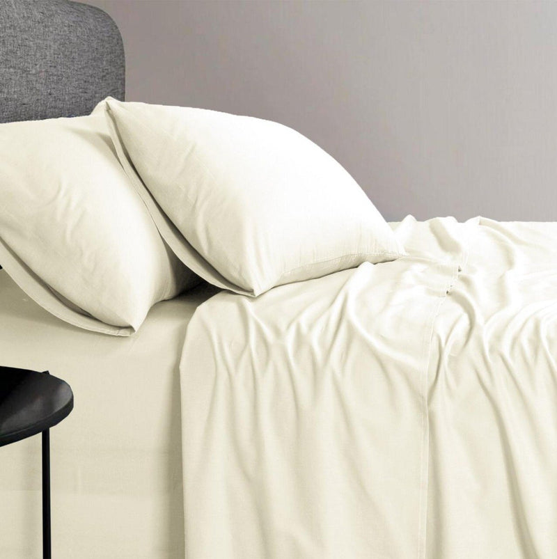 Elan Linen 1200TC Organic Cotton Single Sheet Sets Cream - Rivercity House & Home Co. (ABN 18 642 972 209) - Affordable Modern Furniture Australia