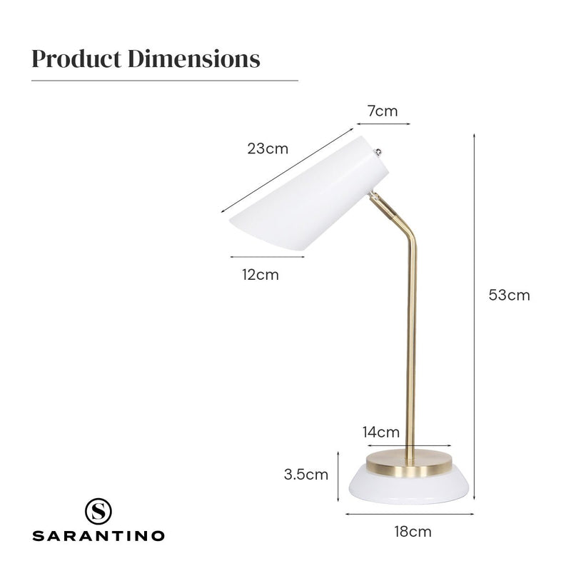 Electric Reading Light Table Lamp Brass Finish - White - Home & Garden > Lighting - Rivercity House & Home Co. (ABN 18 642 972 209) - Affordable Modern Furniture Australia